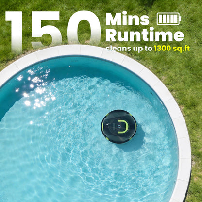 Robotic Pool Cleaner, Cordless Pool Vacuum for Above Ground & Inground Flat Pools with Dual Motors, 150 Min Runtime, Auto-Parking, Powerful Pool Vacuum Robot for Up to 1300 Sq.Ft (Moss) - Available at All In One Marketplace Canada