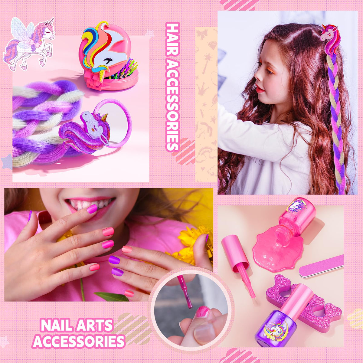 Kids Makeup Kit for Girl - Girls Makeup Kit Toys with Flying Horse Storage Case, Kids Play Makeup Set for Christmas Birthday Gift 3 4 5 6 8 10 11 12+ Years Old 🍁 All In One Marketplace Canada