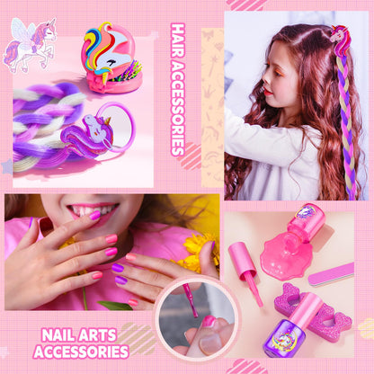 Kids Makeup Kit for Girl - Girls Makeup Kit Toys with Flying Horse Storage Case, Kids Play Makeup Set for Christmas Birthday Gift 3 4 5 6 8 10 11 12+ Years Old 🍁 All In One Marketplace Canada