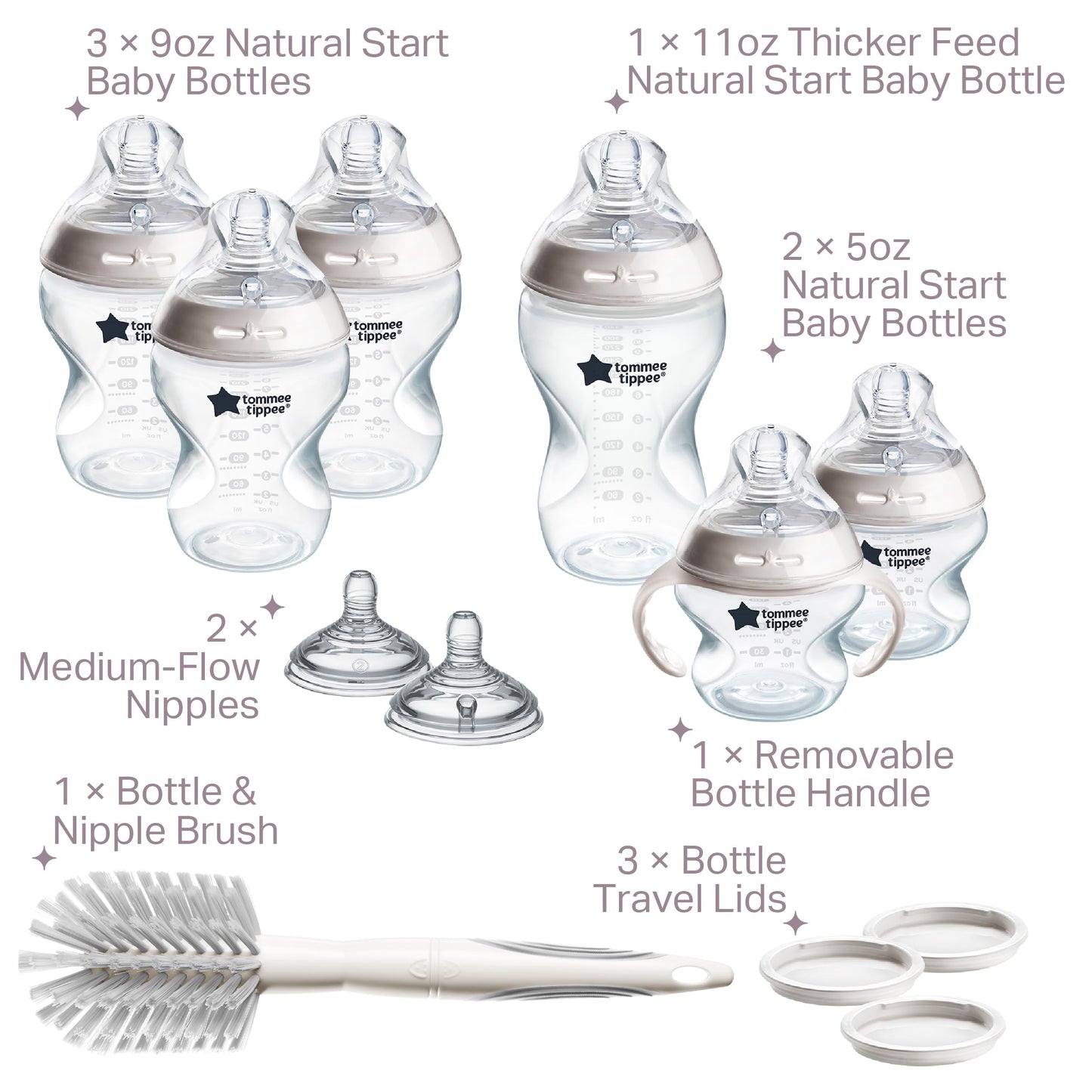 Tommee Tippee Natural Start Baby Bottle Set, Breast-Like Nipples, 0m+ Tommee Tippee