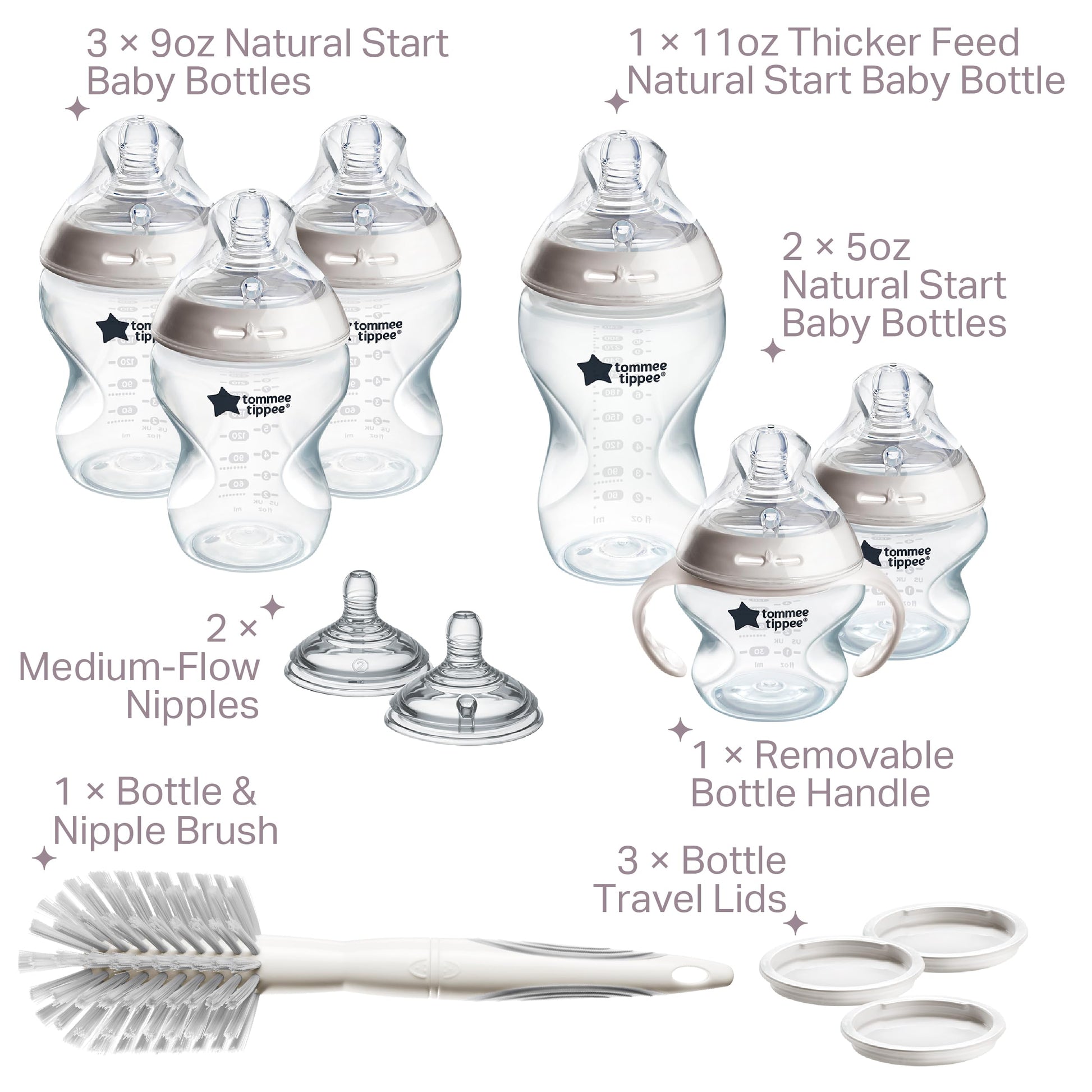 Tommee Tippee Natural Start Baby Bottle Set, Breast-Like Nipples, 0m+ Tommee Tippee