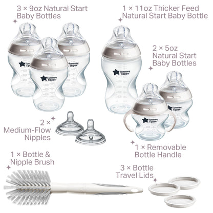 Tommee Tippee Natural Start Baby Bottle Set, Breast-Like Nipples, 0m+ Tommee Tippee