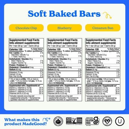MadeGood Mornings Soft-Baked Oat Bars Variety Pack – 30 Count