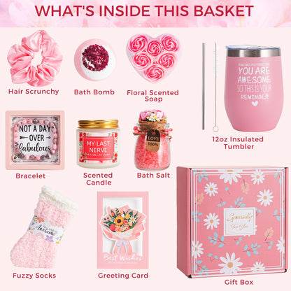 Birthday Gifts Basket for Women, Unique Self Care Package Relaxation Spa Bath Set for Mom,Get Well Soon Box for Her, Christmas Mother's Day Thinking of You Gift Ideas For Best Friends,Sister, Wife 🍁 All In One Marketplace Canada