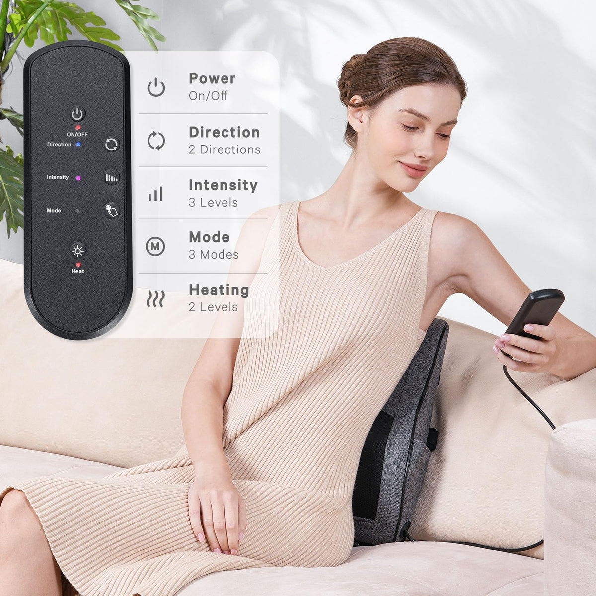 Boriwat Back Massager Neck Massager with Heat, 3D Shiatsu Massage Pillow for Back, Neck, Shoulder, Leg Pain Relief, Christmas and Birthday Gifts for Women Men Mom Dad, Use at Home, Office, Car 🍁 All In One Marketplace Canada