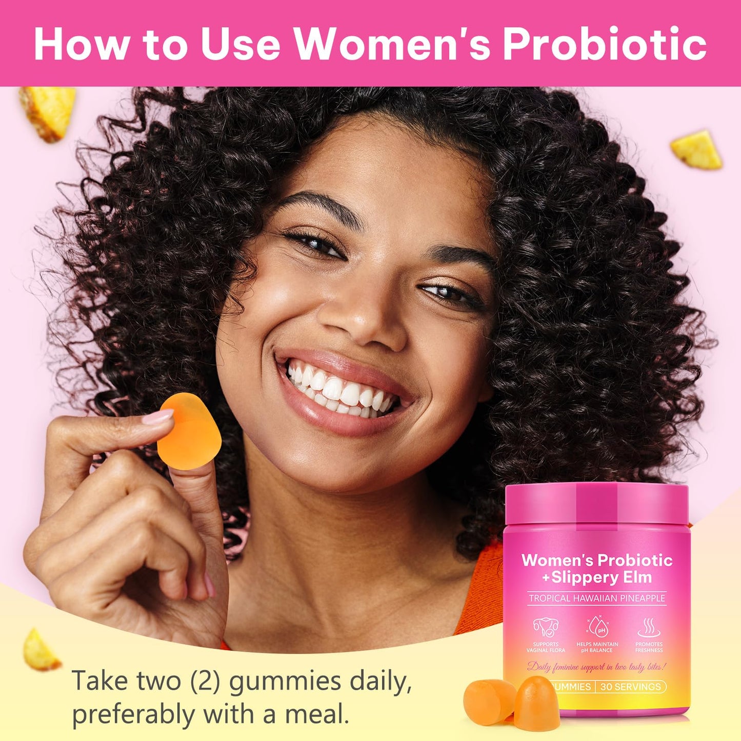 Probiotics Gummies for Women Wellness, Pineapple Flavor, 60 Gummies (1 Pack) - Available at All In One Marketplace Canada