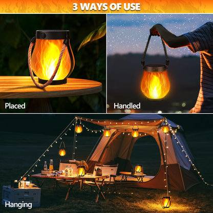 iBaycon 2 Pack Gen2 Solar Lantern Lights USB Ultra-Real Flame, Warm White - Available at All In One Marketplace Canada