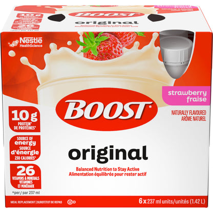 BOOST Original Strawberry Meal Replacement Drink - 6 Pack of 237ml Bottles