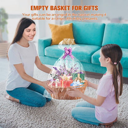 Boensi Wicker Basket with handle, 38x28x12cm Gift basket empty/Fruit Basket – Perfect for Kitchen Storage,Christmas Gift,Table Centerpieces, Serving Bread, Fruit & Vegetable 🍁 All In One Marketplace Canada