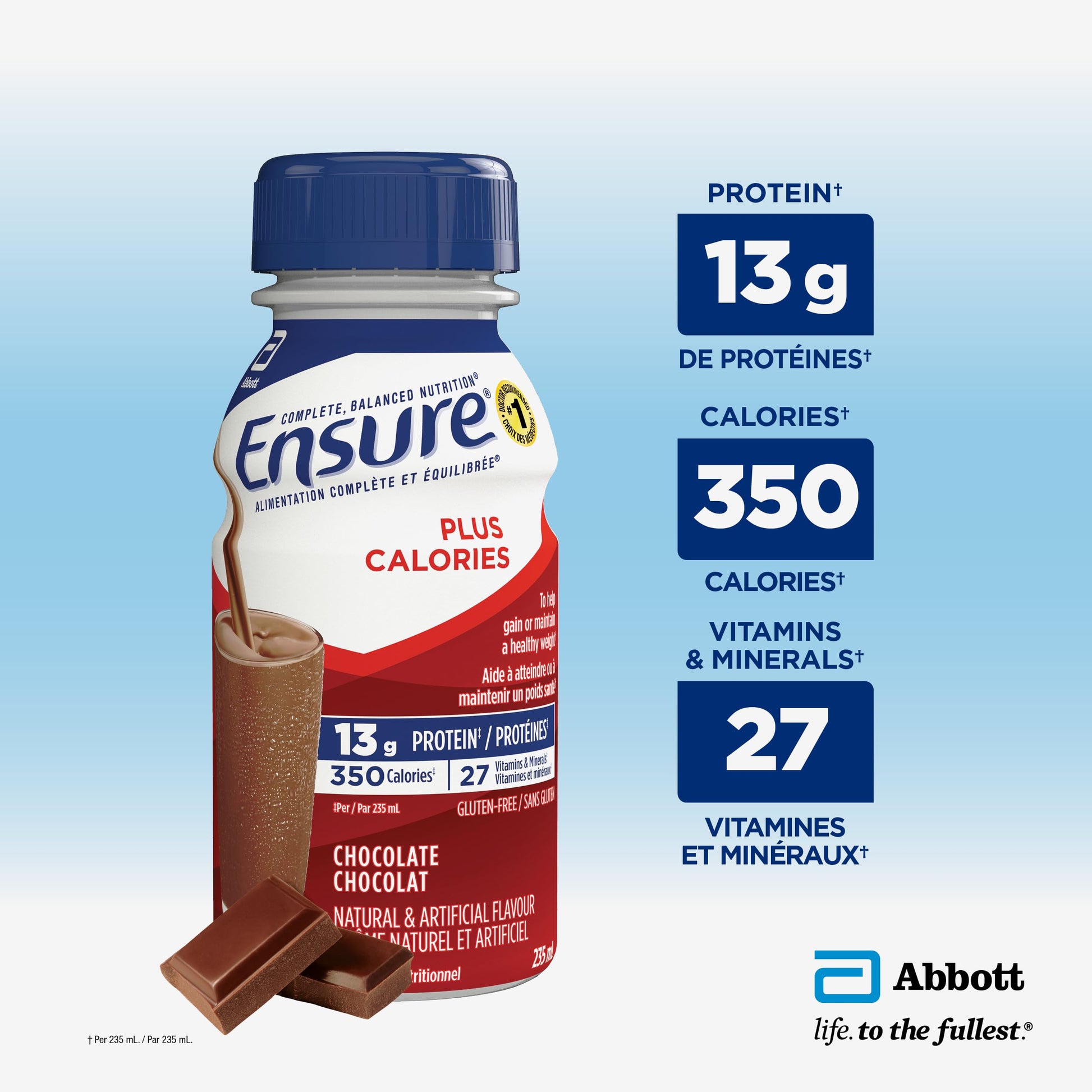 Ensure Plus Calories, Nutritional Supplement Shake Value Pack, To Help With Healthy Weight Gain Or Maintenance, Chocolate, 24 x 235-mL Bottles - Available at All In One Marketplace Canada