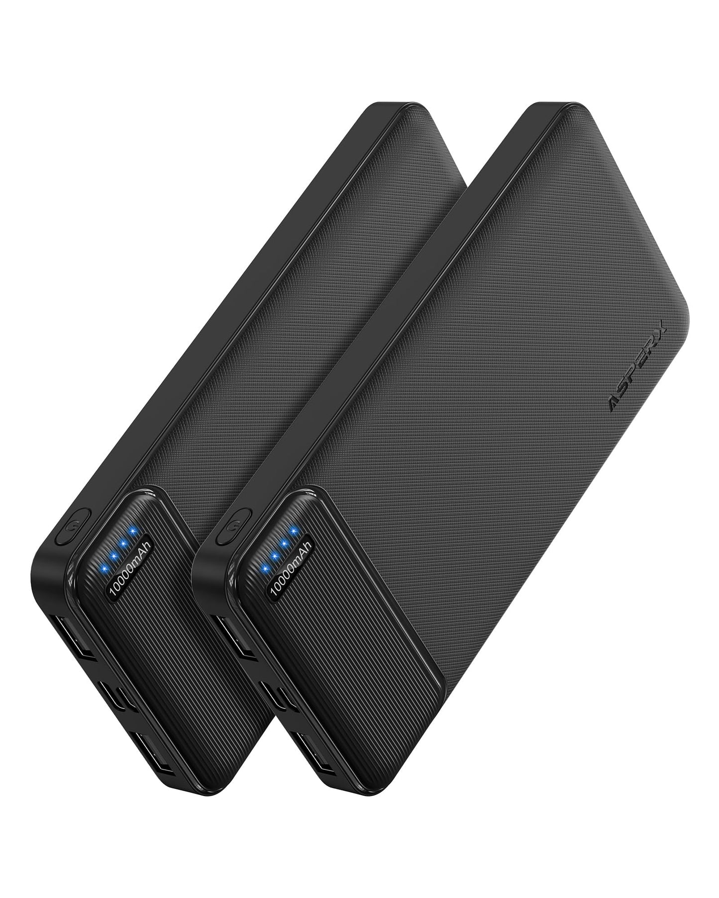 AsperX Power Bank 2 Pack, 10000mAh USB C Portable Charger for iPhone, Portable Battery Bank with 3 Outputs, Travel Essentials Battery Pack Power Bank for iPhone Series, Smartphones, Earphones and More - Available at All In One Marketplace Canada
