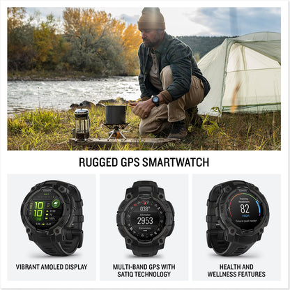 Garmin Instinct® 3 45mm, AMOLED Display, Rugged Outdoor GPS Smartwatch, Metal-Reinforced Bezel, Built-in Flashlight, Up to 18 Days of Battery Life, Black Garmin