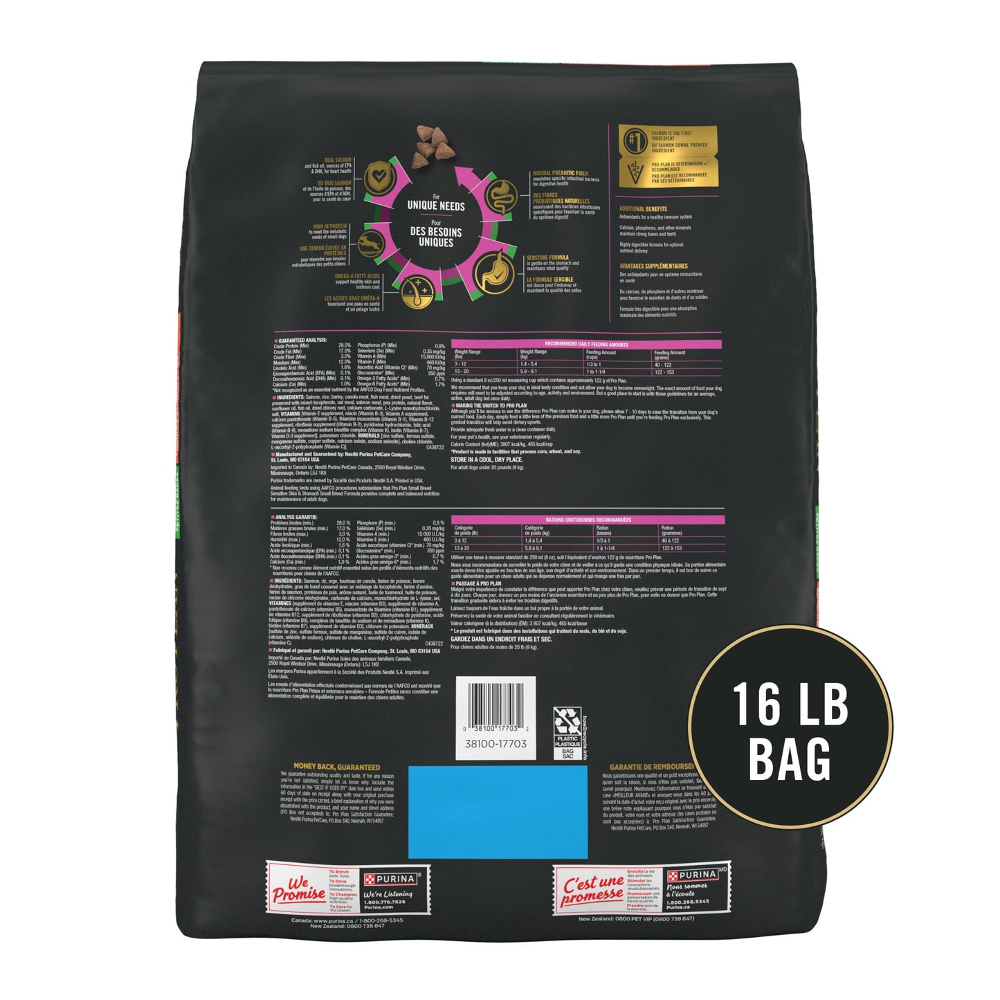 Pro Plan Small Breed Dry Dog Food, Sensitive Skin & Stomach, Salmon & Rice 7.26 kg 🍁 All In One Marketplace Canada