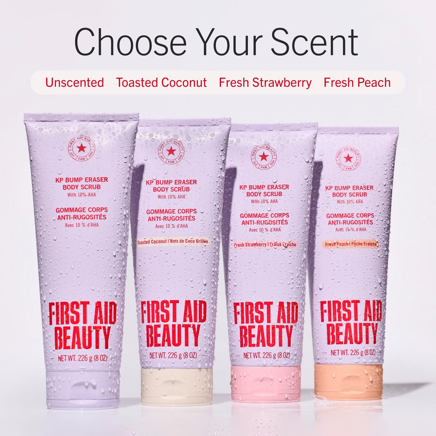First Aid Beauty KP Bump Eraser Body Scrub Fresh Strawberry Scent, 10% AHA Keratosis Pilaris Exfoliator - Glycolic & Lactic Acid with Pumice, Treatment for Strawberry Legs, Razor Bumps & Rough Bumpy Skin, 8 oz First Aid Beauty