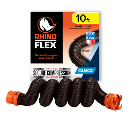 Camco RhinoFLEX 10ft RV Sewer Hose Extension Kit with Swivel Fitting, Extend Your Sewer Hose to Fit Your Needs, Frustration Free-Packaging
