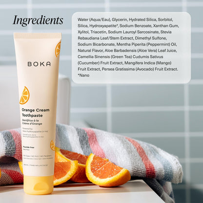 Boka Fluoride Free Toothpaste, Nano Hydroxyapatite, Training Toothpaste - Orange Cream Flavor, 4 Fl Oz (113g) 1Pk
