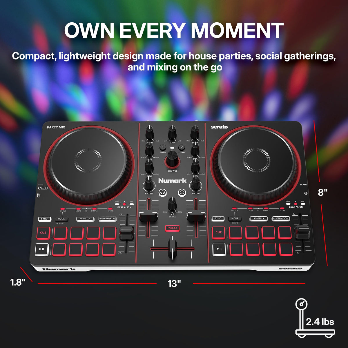 Numark Party Mix III Bluetooth DJ Controller with Built-in Lights