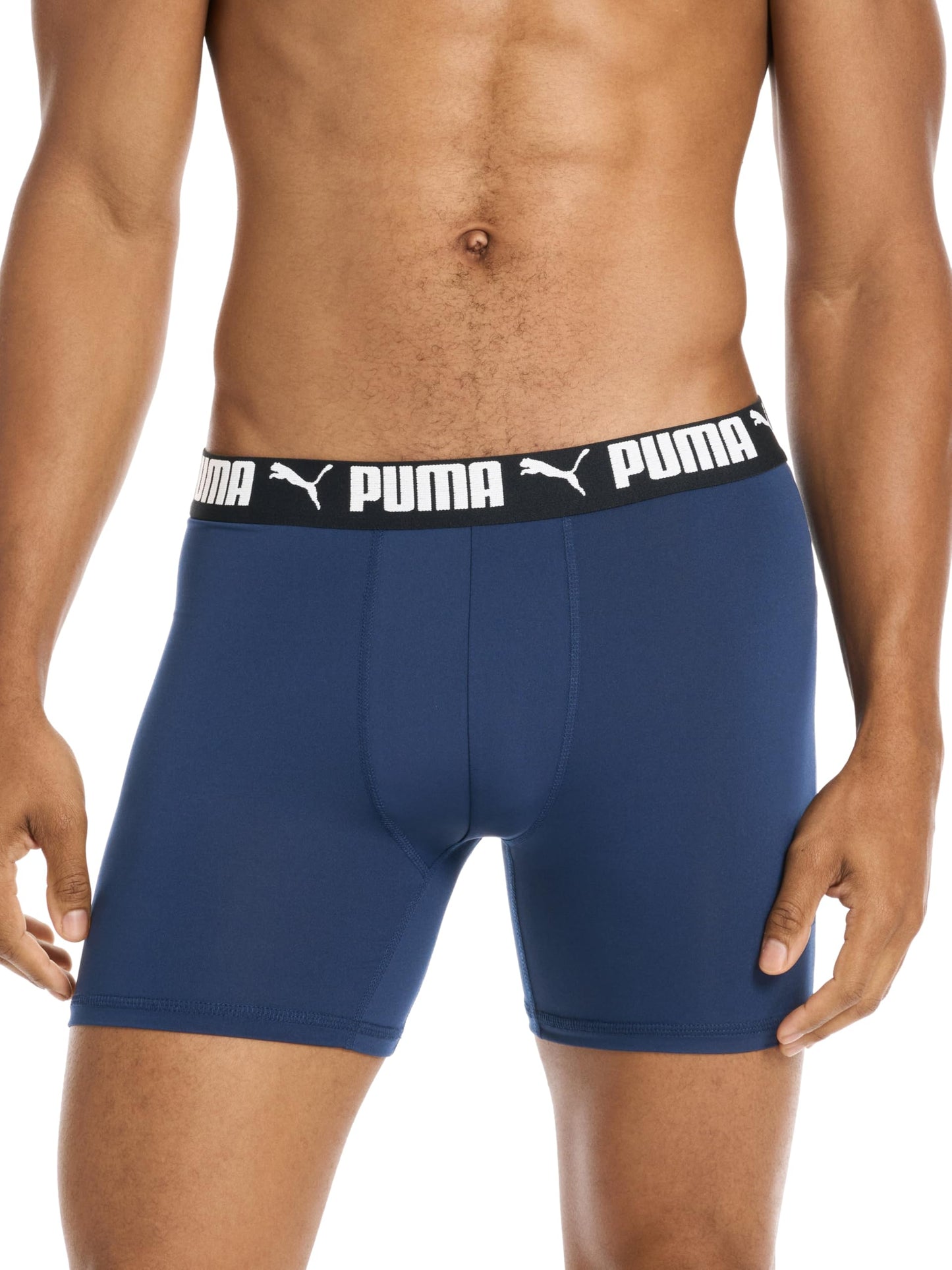 Puma Men's 4 Pack Active Stretch Boxer Briefs, Blue/Black/Gray, X-Large