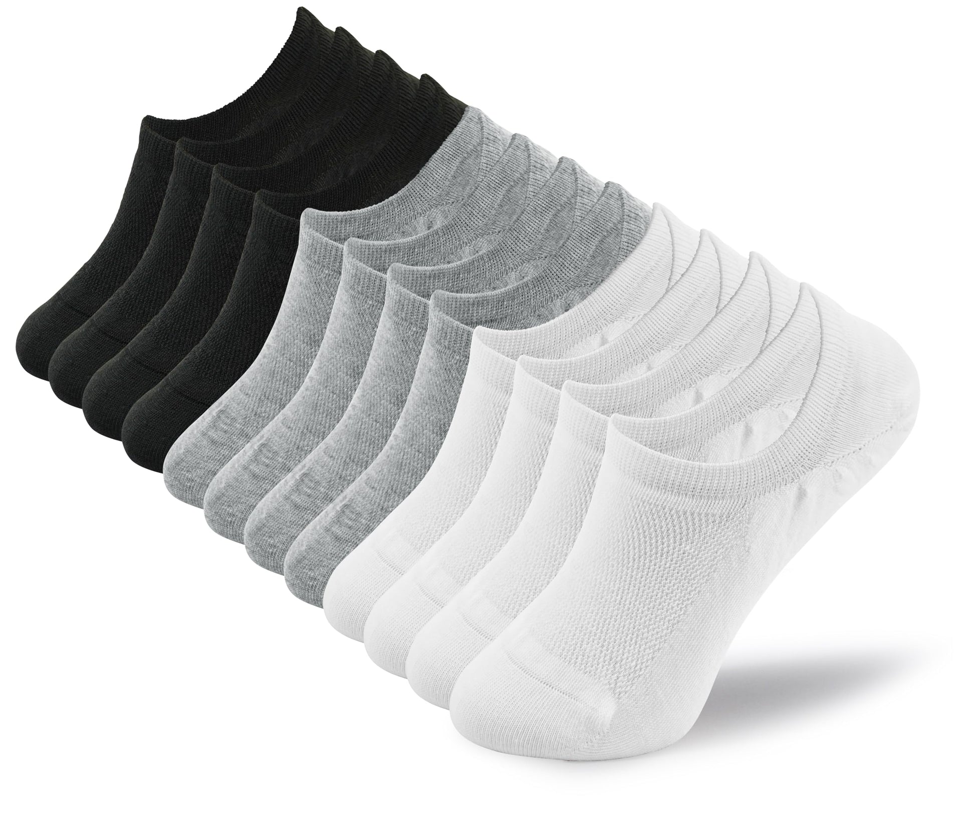 BenSorts Pack of 6 Low Cut Ankle Style Socks for Women Liner Non Slip Invisible Hidden Socks White Black Gray 6 Pairs Size 5 6 7 8