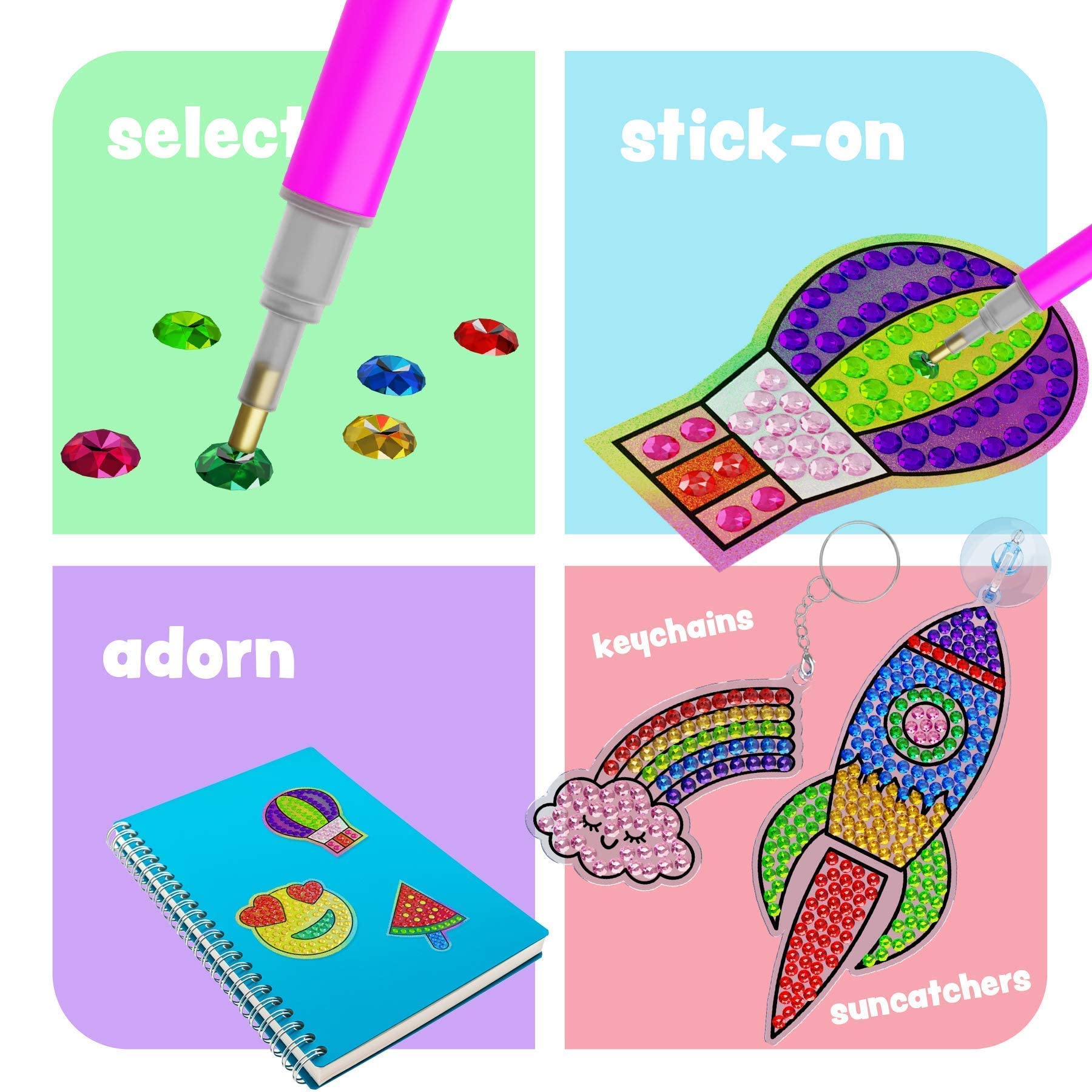 Gem Diamond Painting Kit for Kids - Arts and Crafts for Girls & Boys Ages 6-12 - Craft Kits Art Set - Supplies for Painting - Best Tween Paint Easter Gift Ideas for Kids Activities Age 6 7 8 9 10