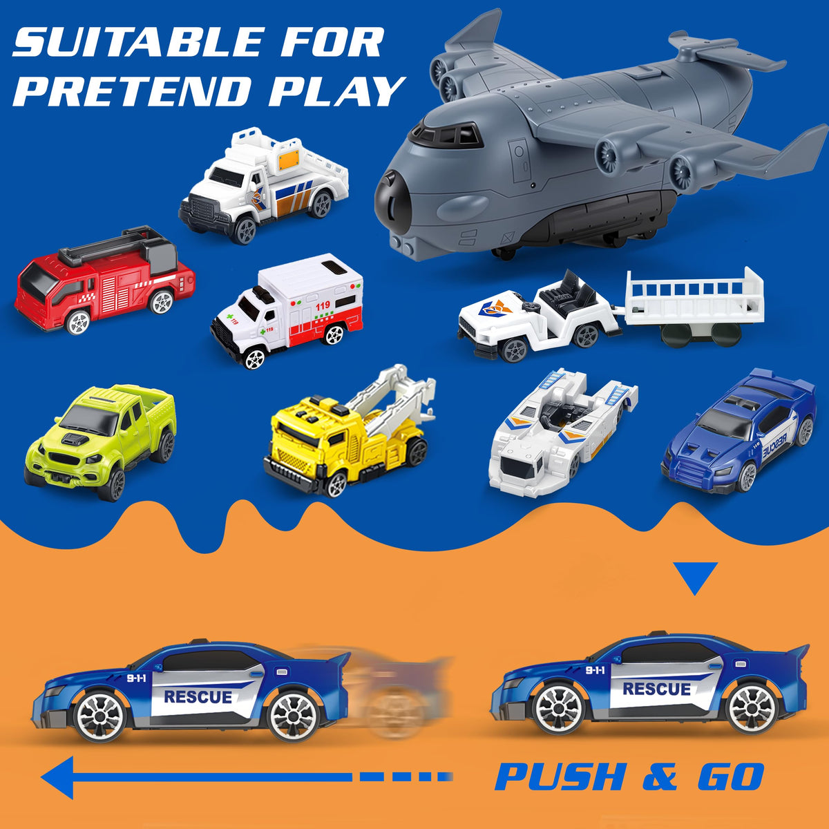 Airplane Toy Set with Trucks, Helicopter, Planes and Playmat, Airport Aviation Toys for Boys Girls, Great Gift for Birthday Christmas 🍁 All In One Marketplace Canada
