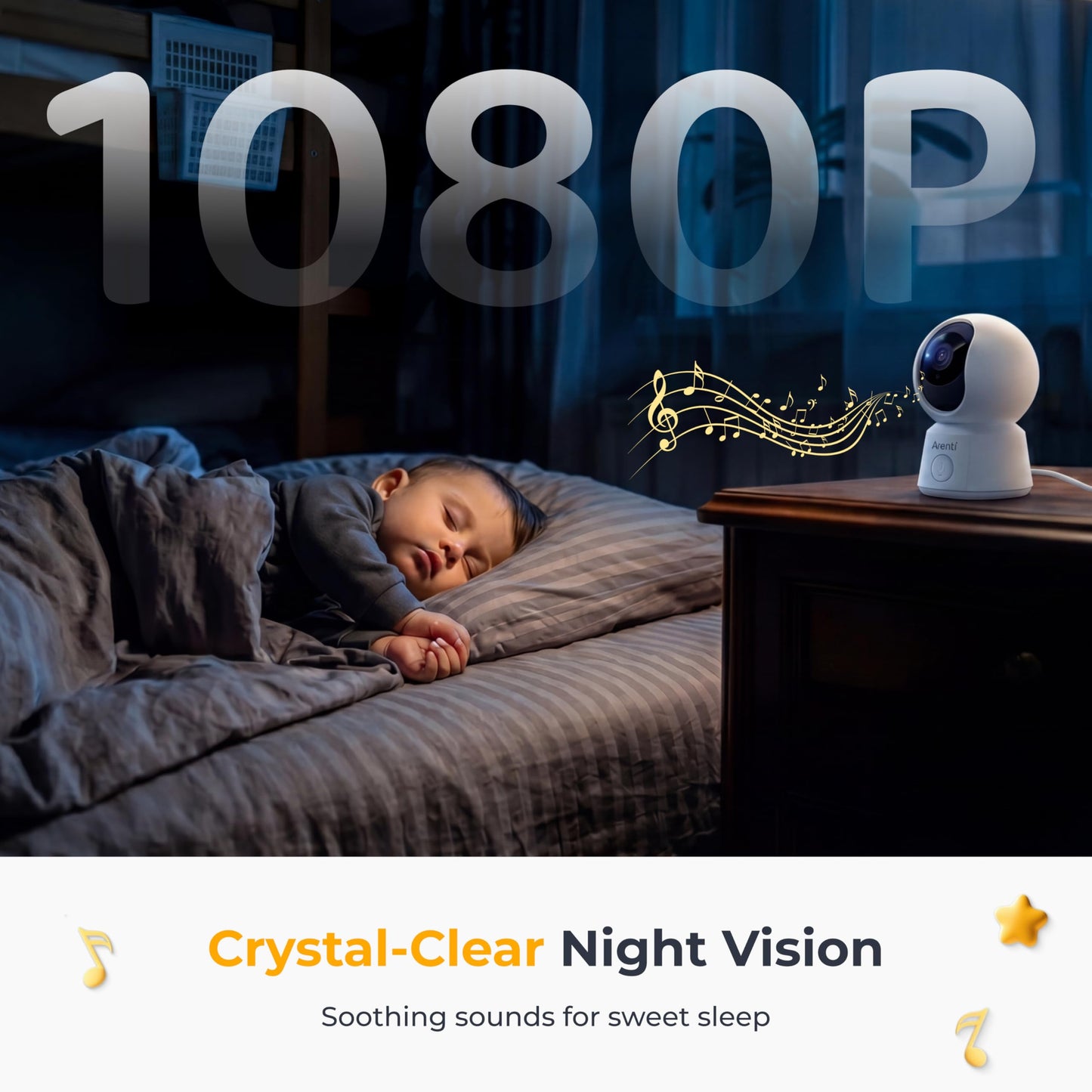 Arenti Baby Monitor 2 Cameras, Smart WiFi 6 Baby Cameras with 5-Inch Upgraded Wireless Display, 360° View, Auto-Night Vision, Temperature Sensor, Sound & Motion Detection, 2 Way Audio, VOX Mode (B2) - Available at All In One Marketplace Canada