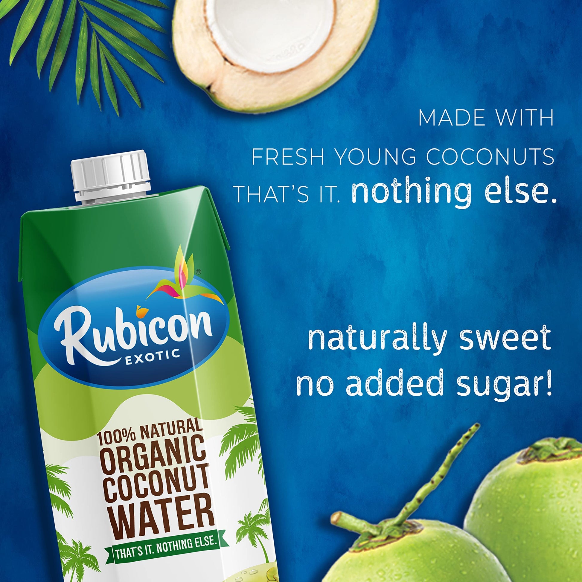 Rubicon Organic Coconut Water – 8 Pack of 1L Cartons | Natural Electrolytes, Non-GMO, No Added Sugar