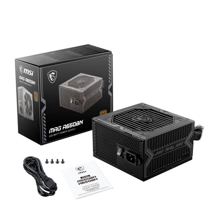MSI MAG A650BN, Non-Modular Compact 650W Power Supply, 80+ Bronze, Low-Noise Fan, Active PFC Design, 5 Year Warranty