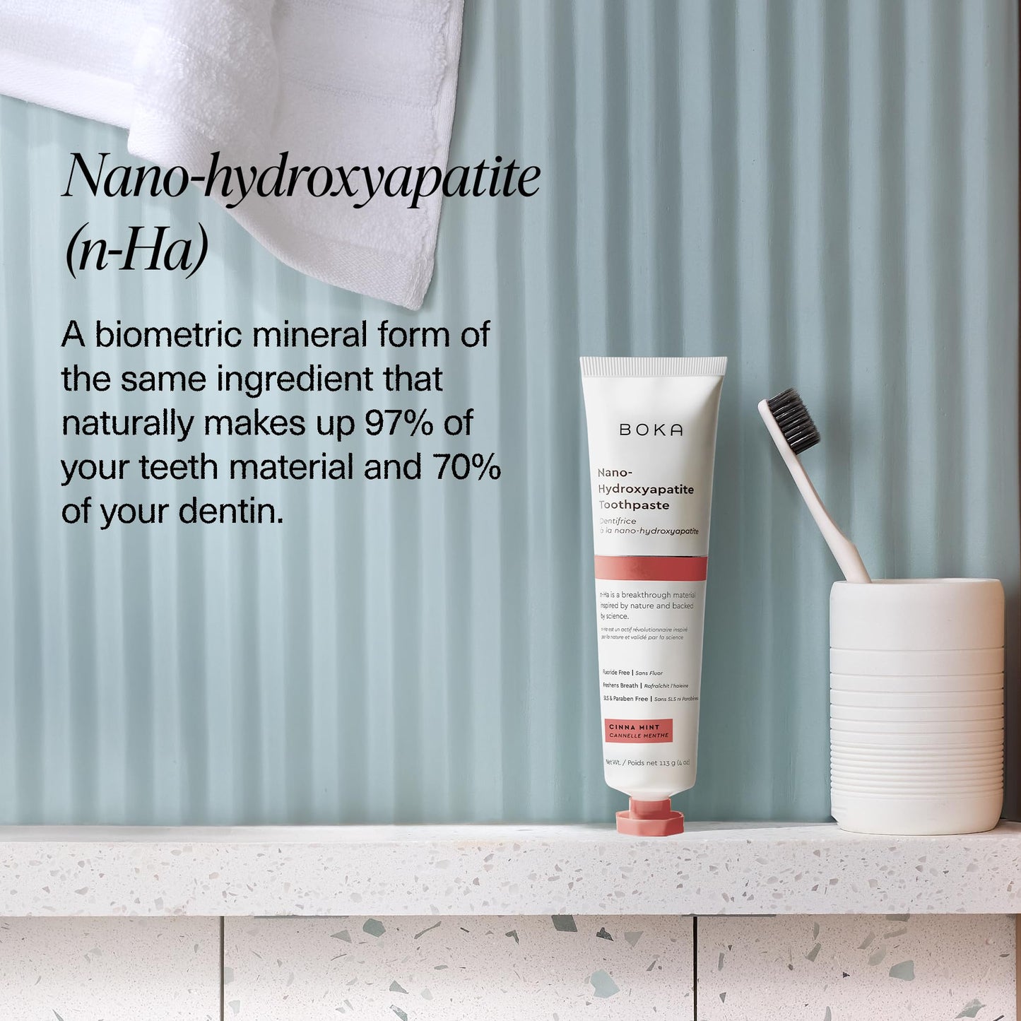 Boka Fluoride Free Toothpaste, Nano Hydroxyapatite Toothpaste, Appropriate for Sensitive Teeth - for Adult Oral Care - Cinnamon Mint Flavor, 4 Fl Oz (113g) 1Pk