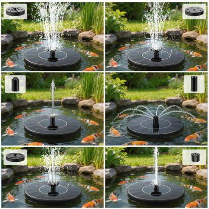 FYDGTPI Solar Fountain, Floating Solar Water Pump with 6 Nozzles & 4 Fixed Pipes, Solar Fountain for Bird Bath, Garden, Pond, Pool