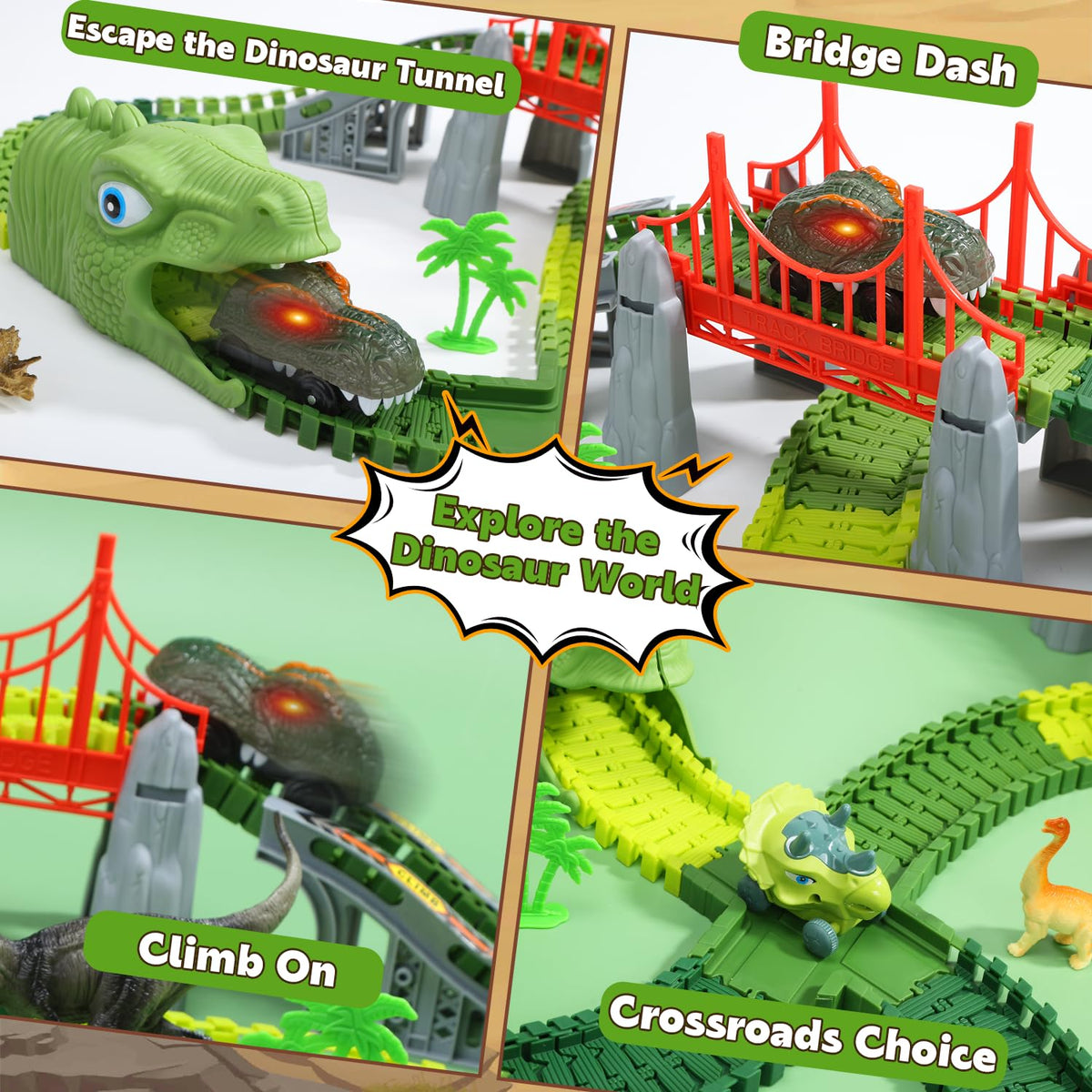 EagleStone Dinosaur Track Set for Kids – 225 PCS Flexible Race Tracks 🍁 All In One Marketplace Canada