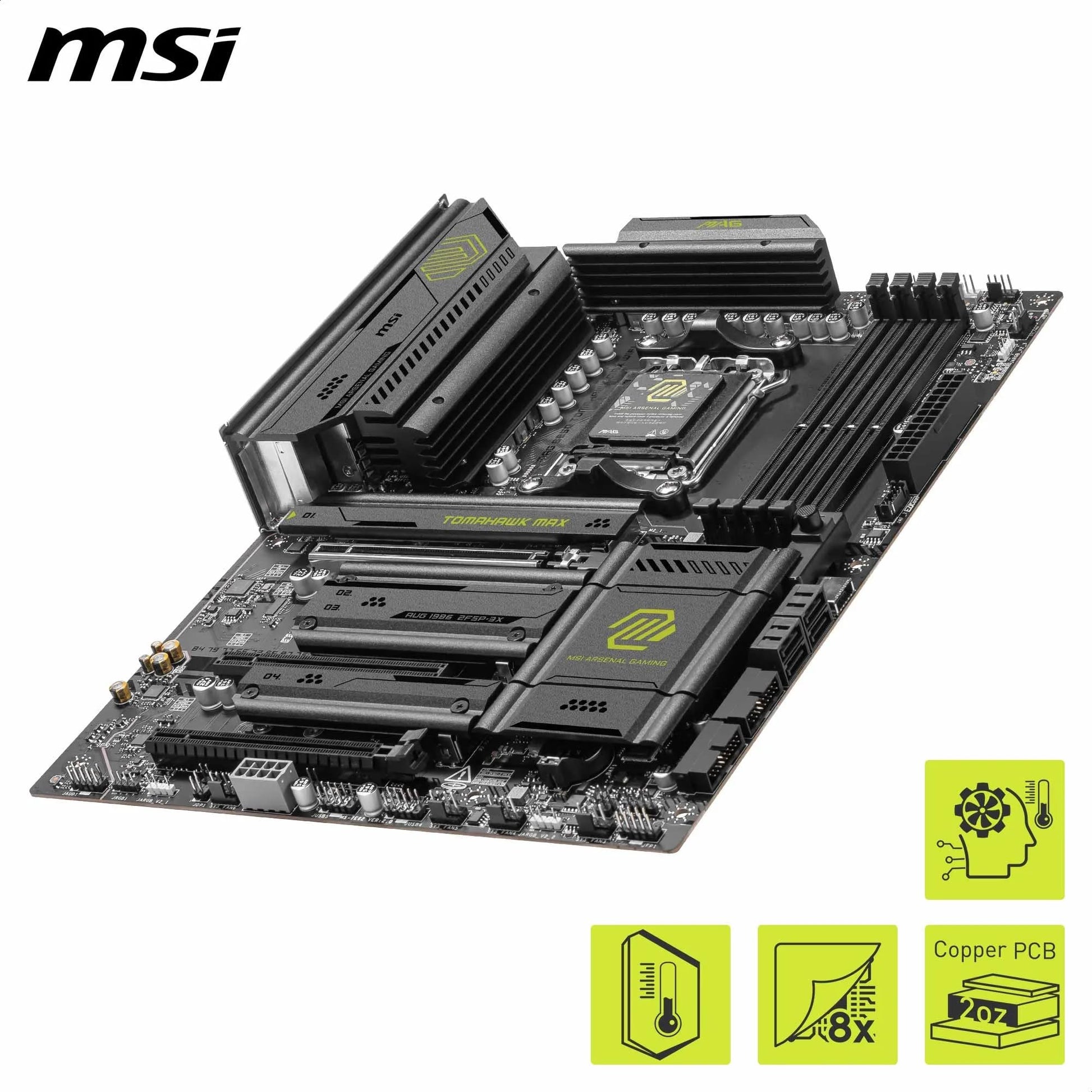 MSI MAG B850 Tomahawk MAX WiFi Gaming Motherboard (AMD Ryzen 9000/8000/7000 Series Processors, AM5, DDR5, PCIe 4.0, M.2, SATA 6Gb/s, USB 3.2 Gen 2, HDMI/DP, Wi-Fi 7, Bluetooth 5.3, 2.5Gbps LAN, ATX) MSI