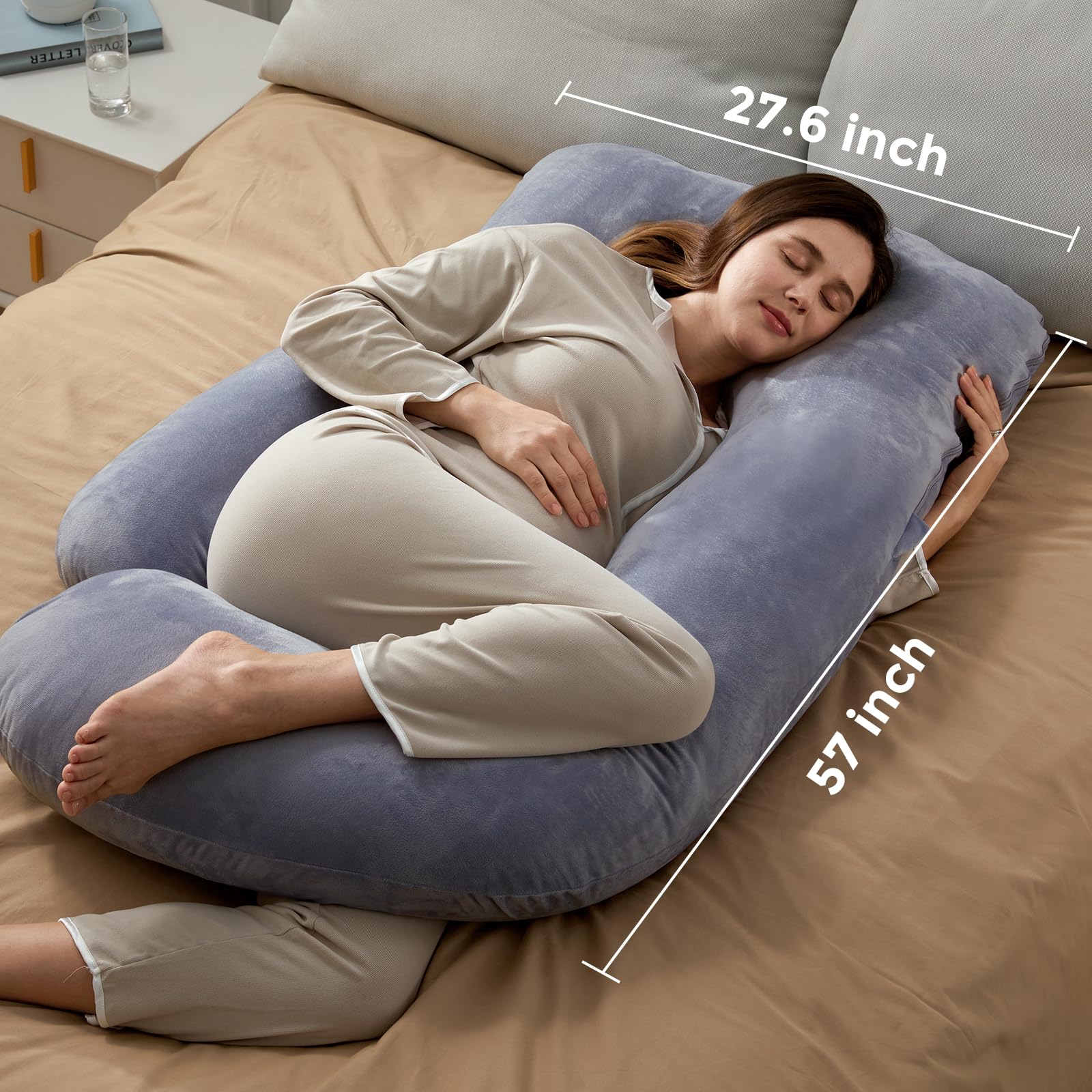 Momcozy Pregnancy Pillows for Sleeping, U Shaped Full Body Maternity Pillow with Removable Cover - Support for Back, Legs, Belly, HIPS for Pregnant Women, 57 Inch Pregnancy Pillow for Women, Grey - Available at All In One Marketplace Canada