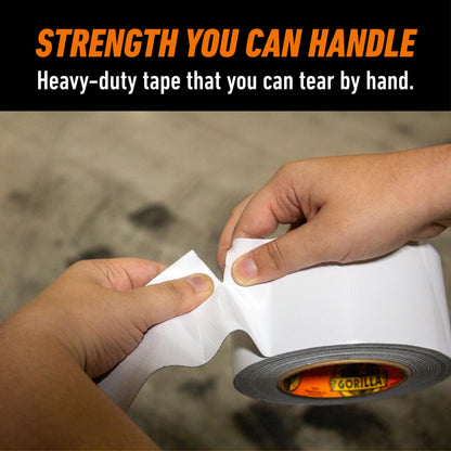 Gorilla Tough & Wide Utility Tape, Duct Tape, 2.8 in x 25 yd, White