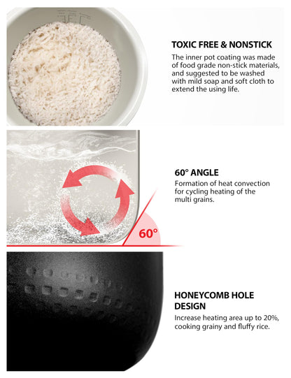 Toshiba Rice Cooker 6 Cup Uncooked – Japanese Rice Cooker with Fuzzy Logic Technology, 7 Cooking Functions, Digital Display, 2 Delay Timers and Auto Keep Warm, Non-Stick Inner Pot, White - Available at All In One Marketplace Canada
