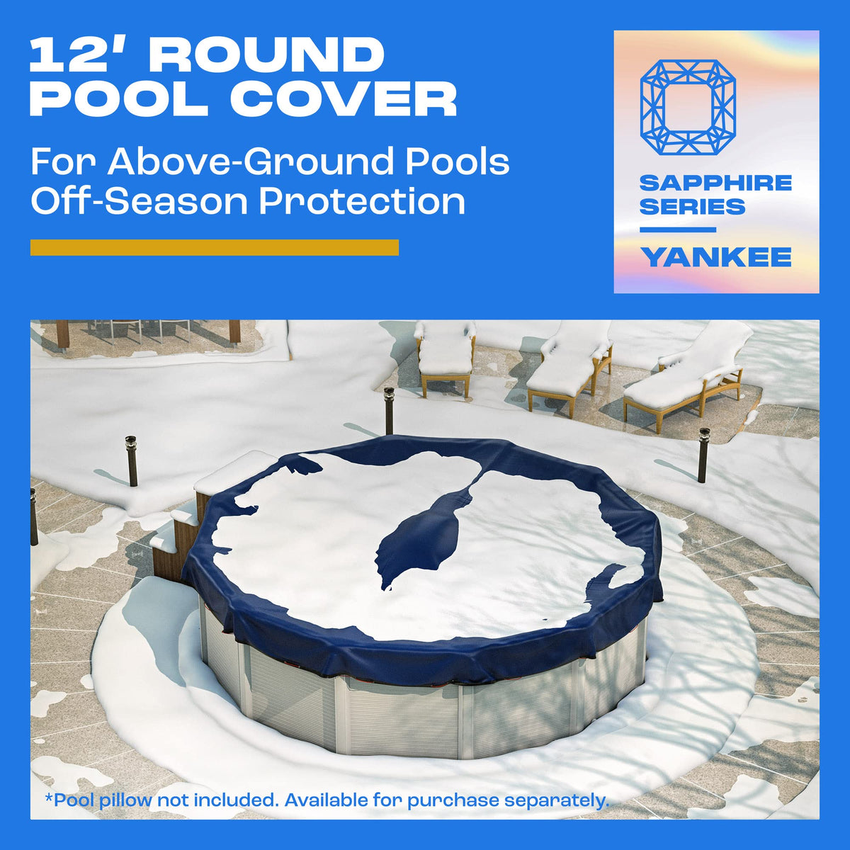 Winter Pool Cover 18 ft Round for Above Ground | Extra Thick & Durable Above-Ground Pool Cover | Sapphire Series of Premium Cold- and UV-Resistant Pool Cover | by Yankee Pool Pillow 🍁 All In One Marketplace Canada
