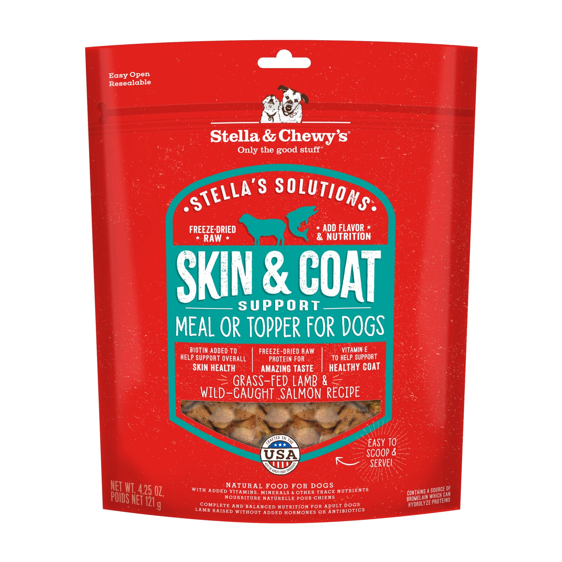 Stella & Chewy's Stella's Solutions Skin & Coat Support Grass-Fed Lamb & Wild-Caught Salmon Dinner Morsels Freeze-Dried Raw Dog Food, 120g Stella & Chewy's