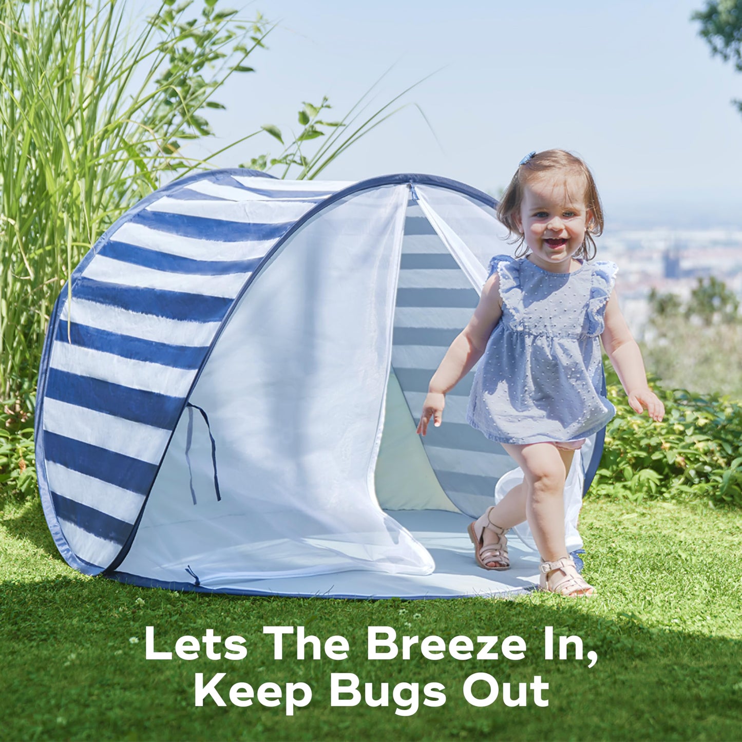 Babymoov Anti-UV Baby & Toddler Beach Tent, Pop-Up Sun Shade Shelter with UPF 50+ Protection, Portable Outdoor Canopy, Ventilated Shade, Floor Mat & Carry Bag, Marine Babymoov