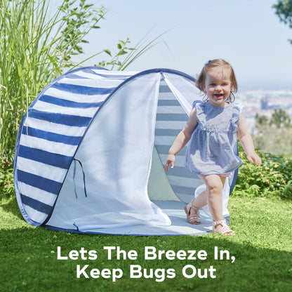 Babymoov Anti-UV Baby & Toddler Beach Tent, Pop-Up Sun Shade Shelter with UPF 50+ Protection, Portable Outdoor Canopy, Ventilated Shade, Floor Mat & Carry Bag, Marine Babymoov