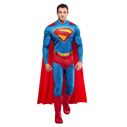 Rubies Men's Superman Deluxe Costume Jumpsuit with Shoe Covers and Cape, for Halloween and Themed Parties, X-Large