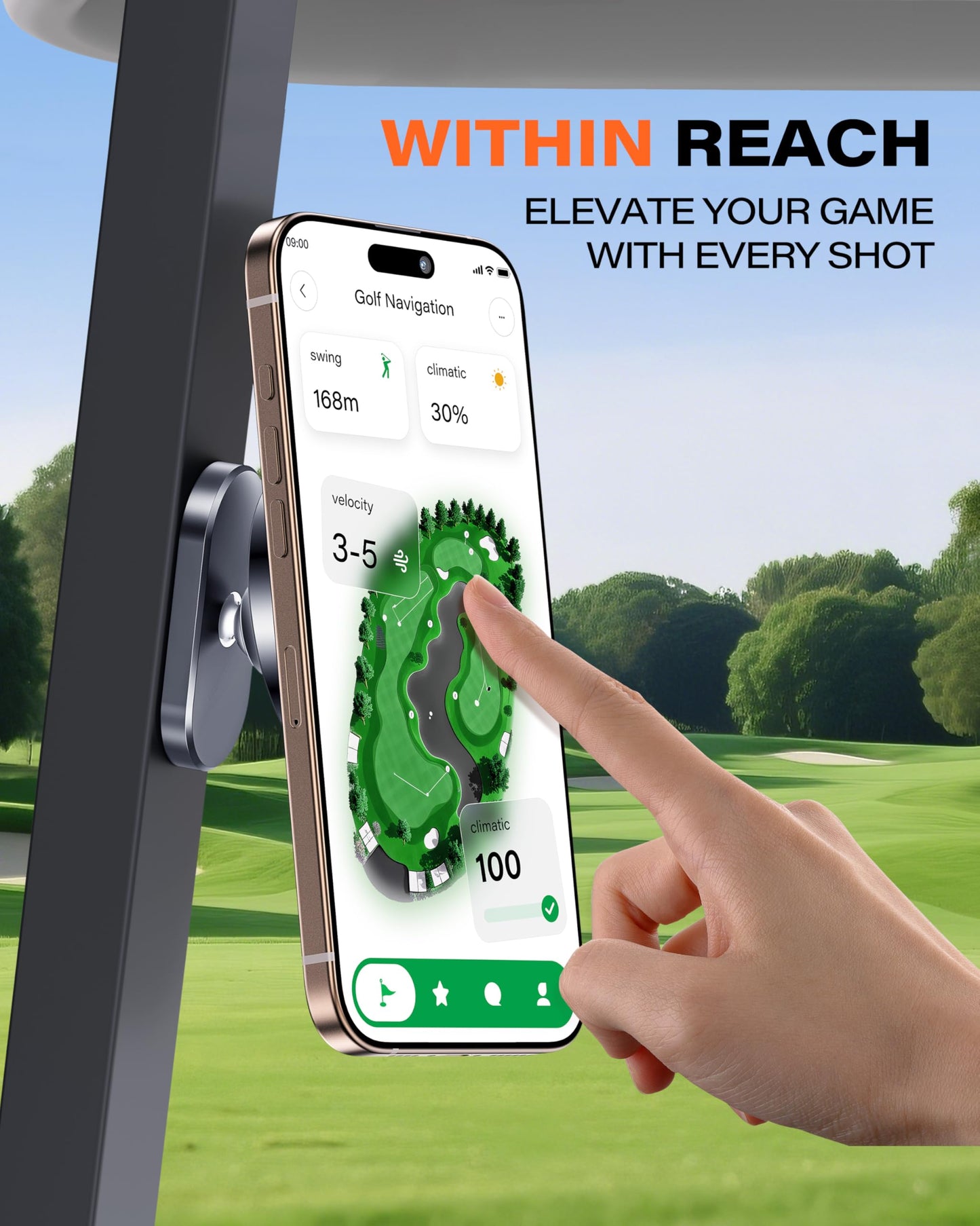 A2C Alloy Magnetic Golf Cart Phone Holder for MagSafe iPhone, Unique Golf Gifts for Men Golfers Dad Father, Gift for Him Husband, Accessories Essentials Gadgets Fits EZGO, Club Car, Yamaha - Available at All In One Marketplace Canada