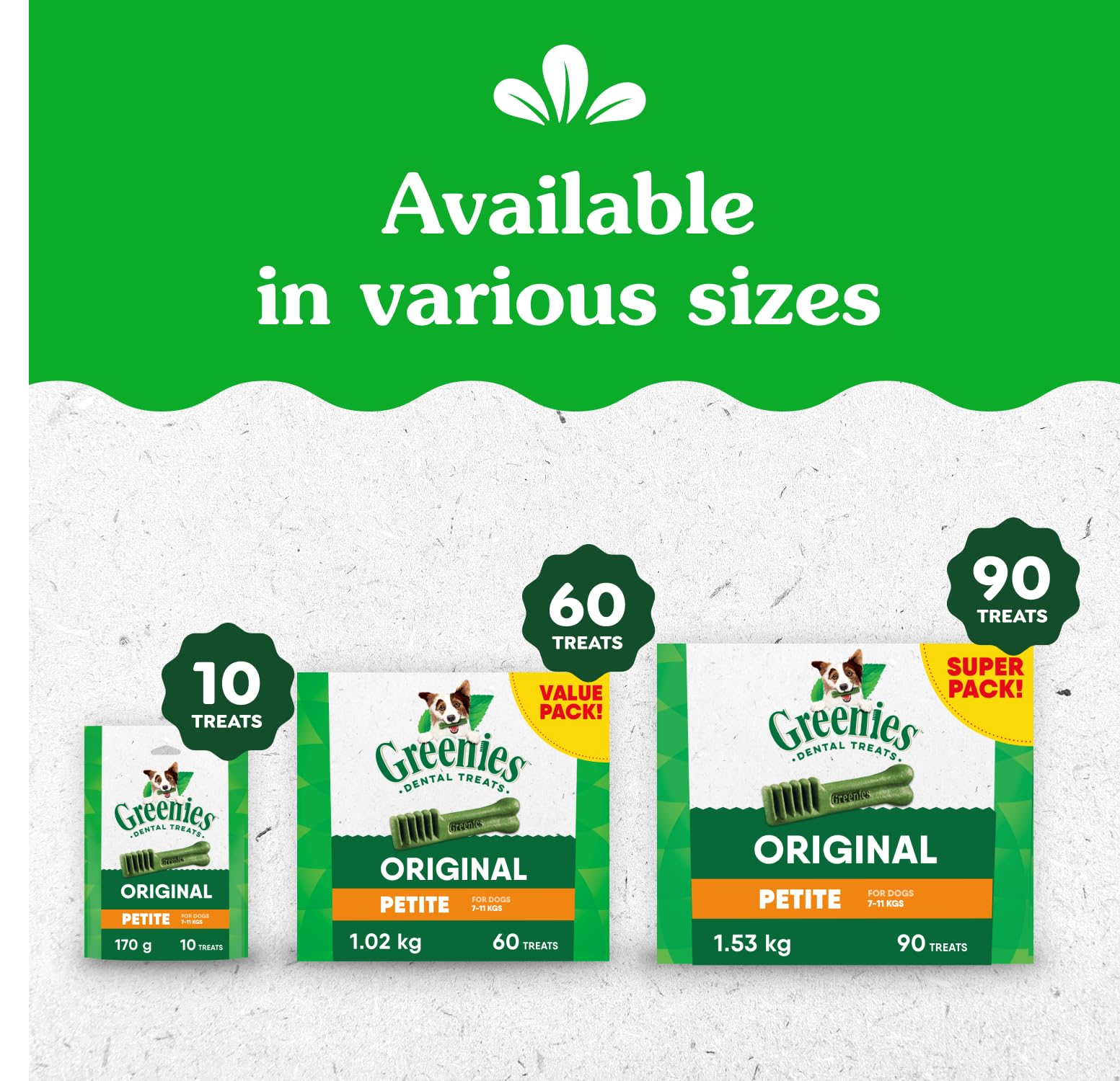 GREENIES Dog Treats Original Petite Natural Dental Care, (90 Treats) 54oz. Pack