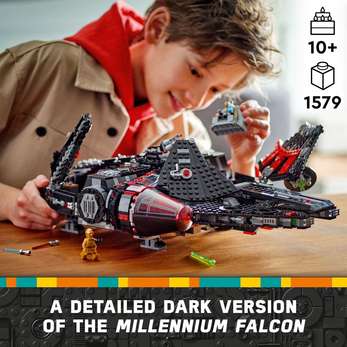 LEGO Star Wars The Dark Falcon Buildable Starship, Star Wars Toy Vehicle Set for Boys and Girls, Collectible Millenium Falcon Toy with 6 Star Wars Minifigures, Birthday Gift for Kids or Any Fan, 75389 LEGO