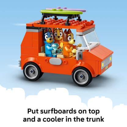 LEGO Bluey: Bluey’s Beach & Family Car Trip - Toddler Learning Toy for Kids 4+ - Includes Bluey, Bingo, and Mum Minifigures - Birthday Gift for Boys and Girls, Ages 4+ - 11202 LEGO