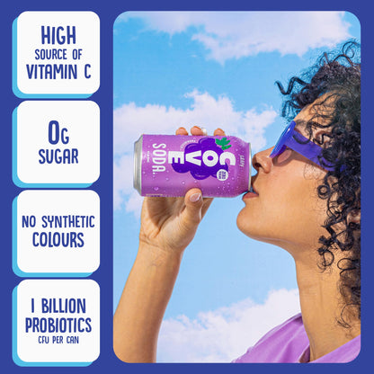Cove Probiotic Soda Variety Pack – Zero Sugar, Vitamin C Enriched, Caffeine Free – Raspberry, Grapefruit & Grape Flavors, 12 Cans