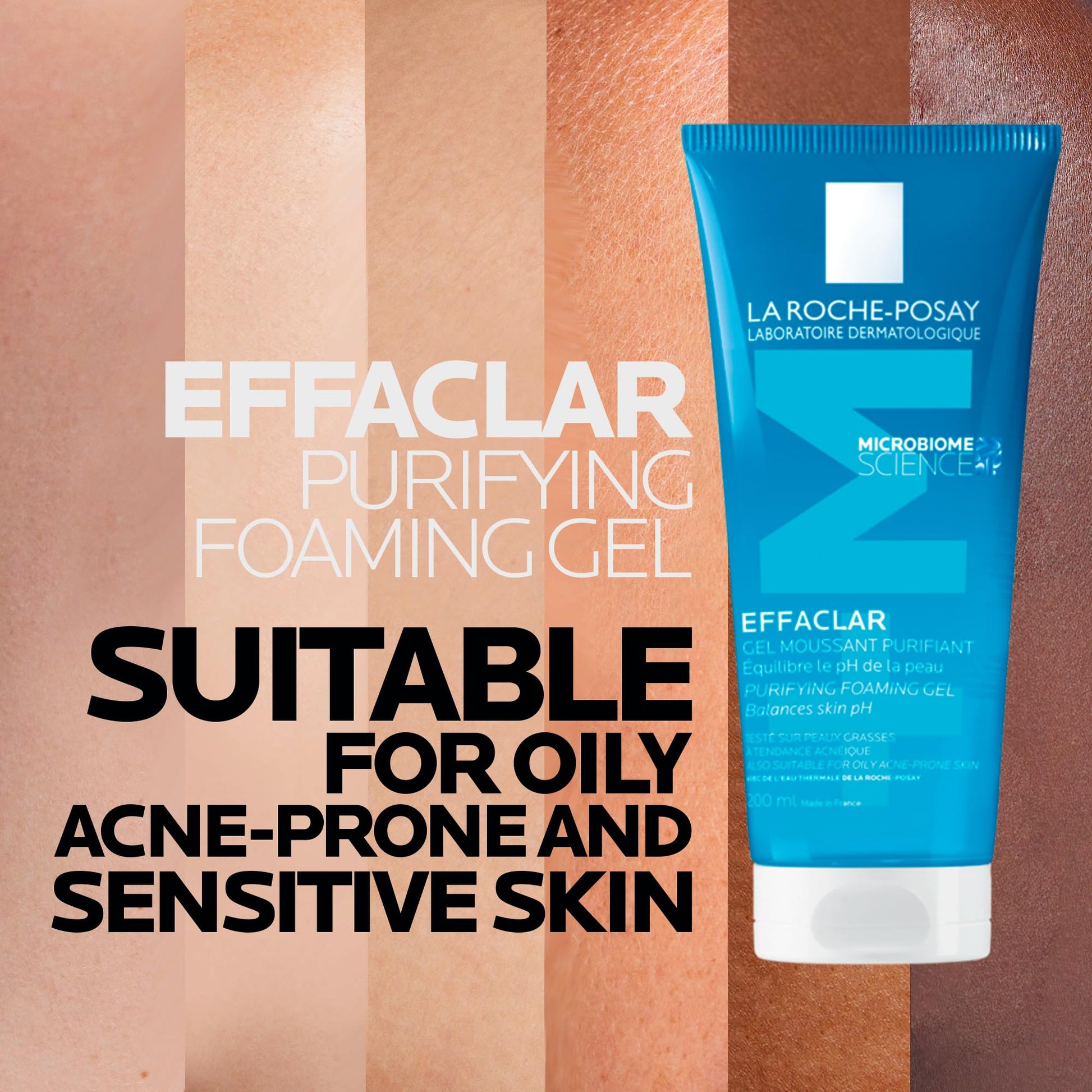 La Roche-Posay Face Wash Gel Cleanser, Effaclar Gentle Purifying Foaming Gel for Oily and Sensitive Acne-Prone Skin. Alcohol-free, Soap-Free, Paraben-free, Non-Comedogenic. 200mL