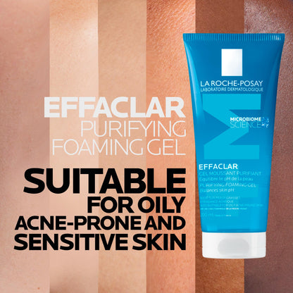 La Roche-Posay Face Wash Gel Cleanser, Effaclar Gentle Purifying Foaming Gel for Oily and Sensitive Acne-Prone Skin. Alcohol-free, Soap-Free, Paraben-free, Non-Comedogenic. 200mL