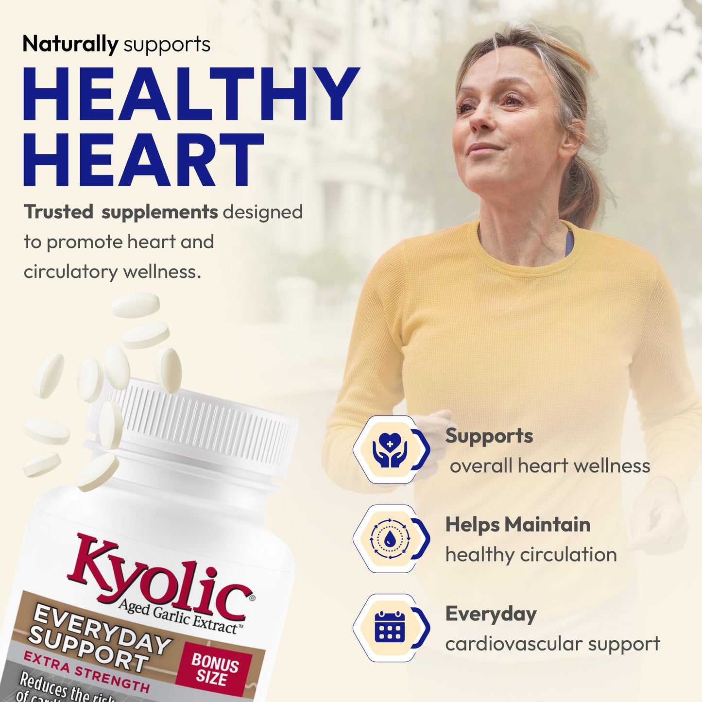 Kyolic Odourless Aged Garlic Extract - 90 Tablets Extra Strength 1000mg - Cardiovascular Supplement - Kyolic Cardiovascular Health -Garlic Extract Supplement - 90 Day-Supply - Available at All In One Marketplace Canada