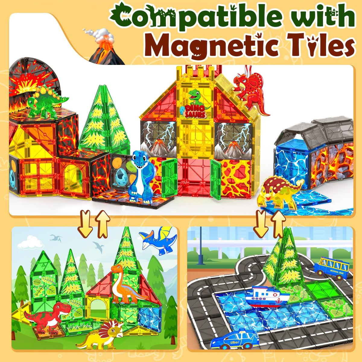 NVHH Magnetic Tiles Dinosaur Toys Magnet Tiles for Kids Ages 3-5 4-8 5-7 🍁 All In One Marketplace Canada