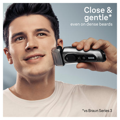 Braun Series 8 Electric Shaver for Men with Precision Long Hair Trimmer, Wet and Dry Electric Razor with Charging Stand and Travel Case, 8517s Galvano Silver - Available at All In One Marketplace Canada